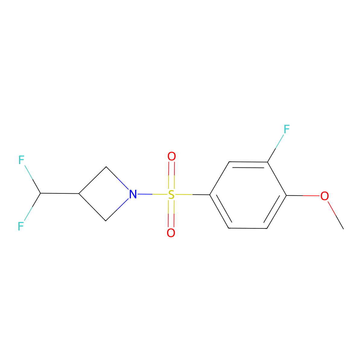 3-(Difluoromethyl)-1-(3-fluoro-4-methoxybenzenesulfonyl)azetidine molecular structure, CAS 2310157-70-9
