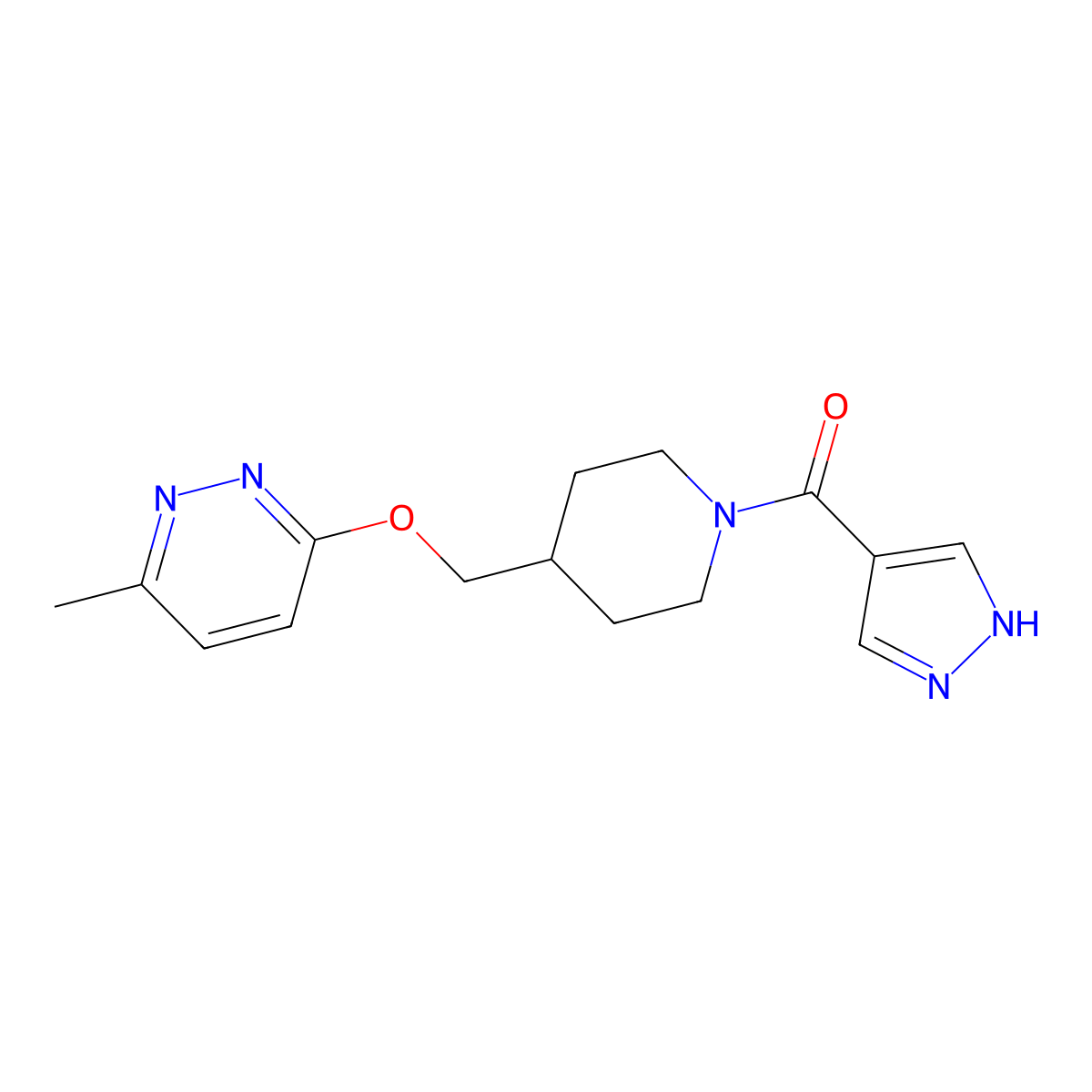 3-methyl-6-{[1-(1H-pyrazole-4-carbonyl)piperidin-4-yl]methoxy}pyridazine molecular structure, CAS 2310157-97-0