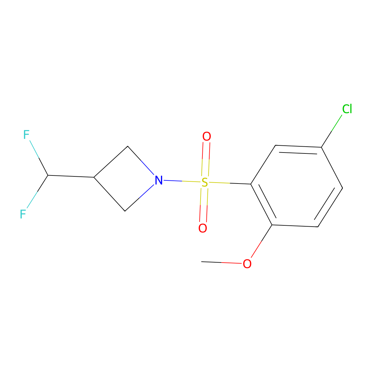 1-(5-Chloro-2-methoxybenzenesulfonyl)-3-(difluoromethyl)azetidine molecular structure, CAS 2310158-22-4