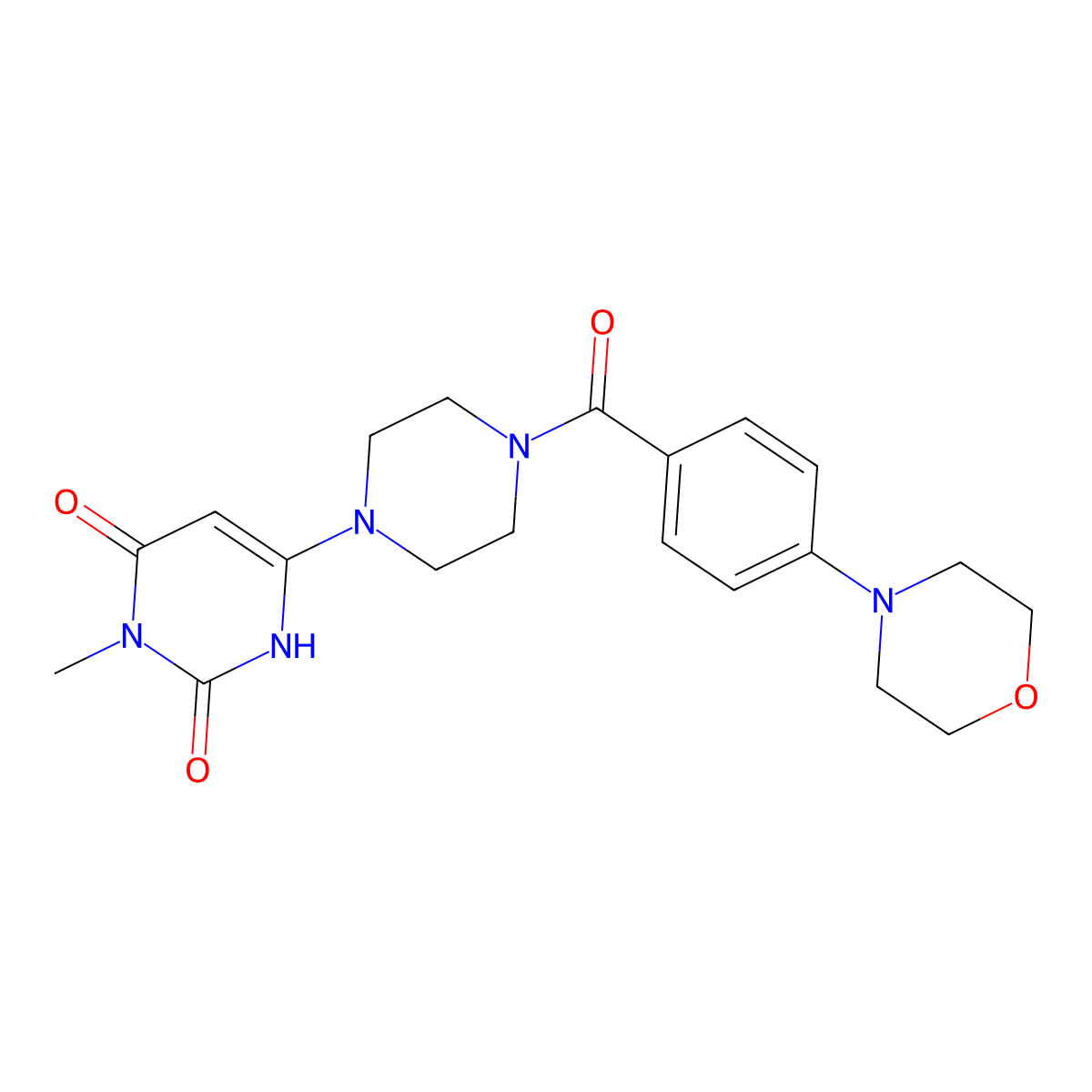 3-methyl-6-(4-(4-morpholinobenzoyl)piperazin-1-yl)pyrimidine-2,4(1H,3H)-dione molecular structure, CAS 2310158-32-6