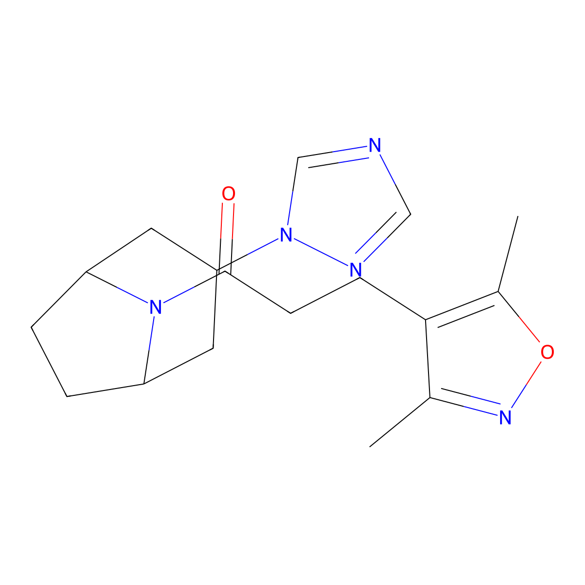 3-(3,5-dimethyl-1,2-oxazol-4-yl)-1-[3-(1H-1,2,4-triazol-1-yl)-8-azabicyclo[3.2.1]octan-8-yl]propan-1-one molecular structure, CAS 2310158-36-0