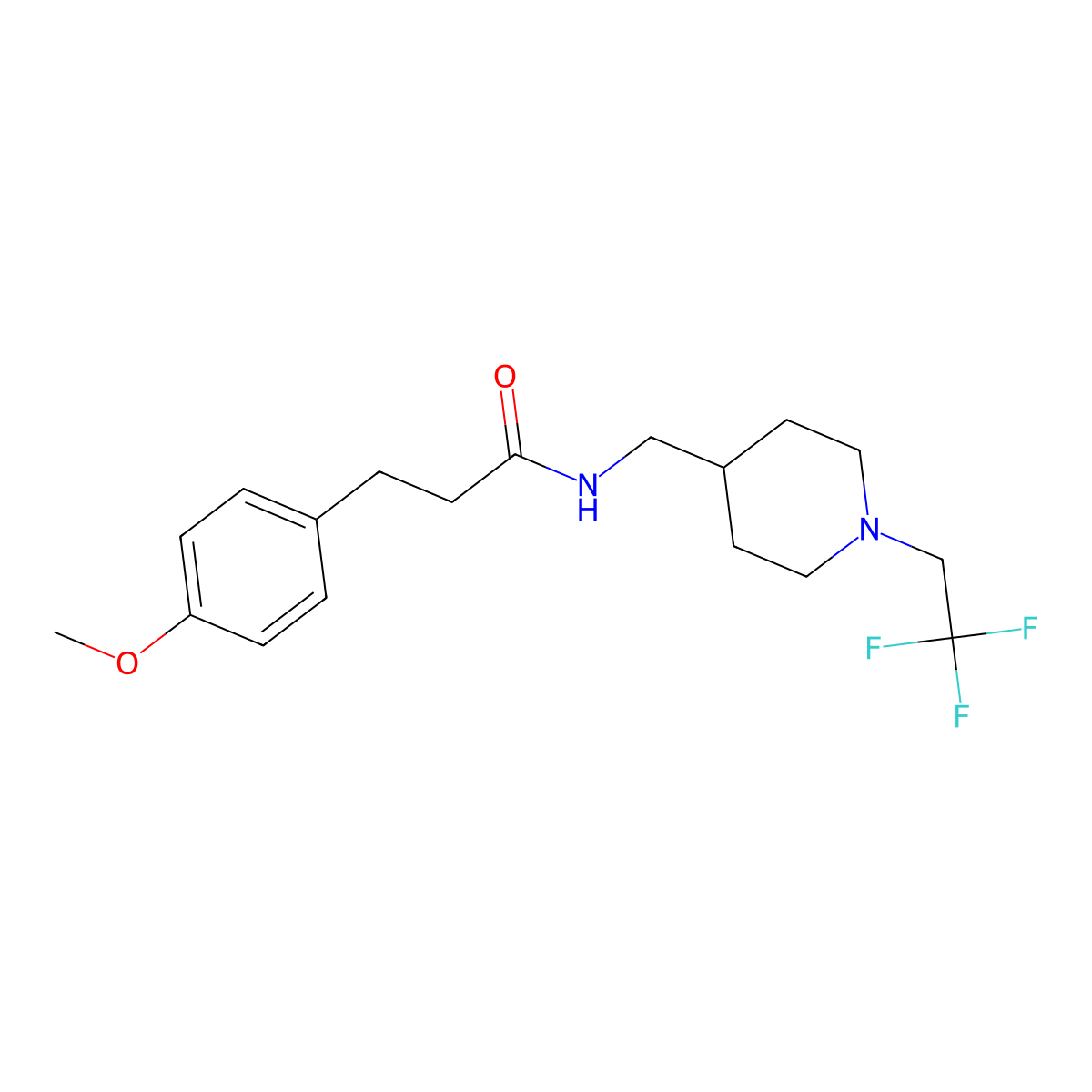 3-(4-methoxyphenyl)-N-{[1-(2,2,2-trifluoroethyl)piperidin-4-yl]methyl}propanamide molecular structure, CAS 2310158-43-9