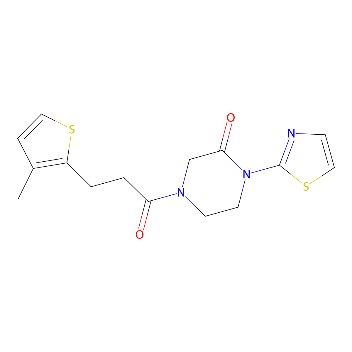 4-[3-(3-Methylthiophen-2-yl)propanoyl]-1-(1,3-thiazol-2-yl)piperazin-2-one molecular structure, CAS 2310158-46-2