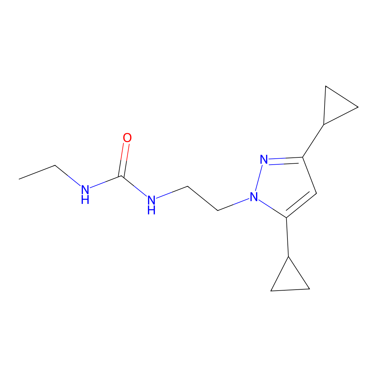 1-[2-(3,5-dicyclopropyl-1H-pyrazol-1-yl)ethyl]-3-ethylurea molecular structure, CAS 2310158-66-6