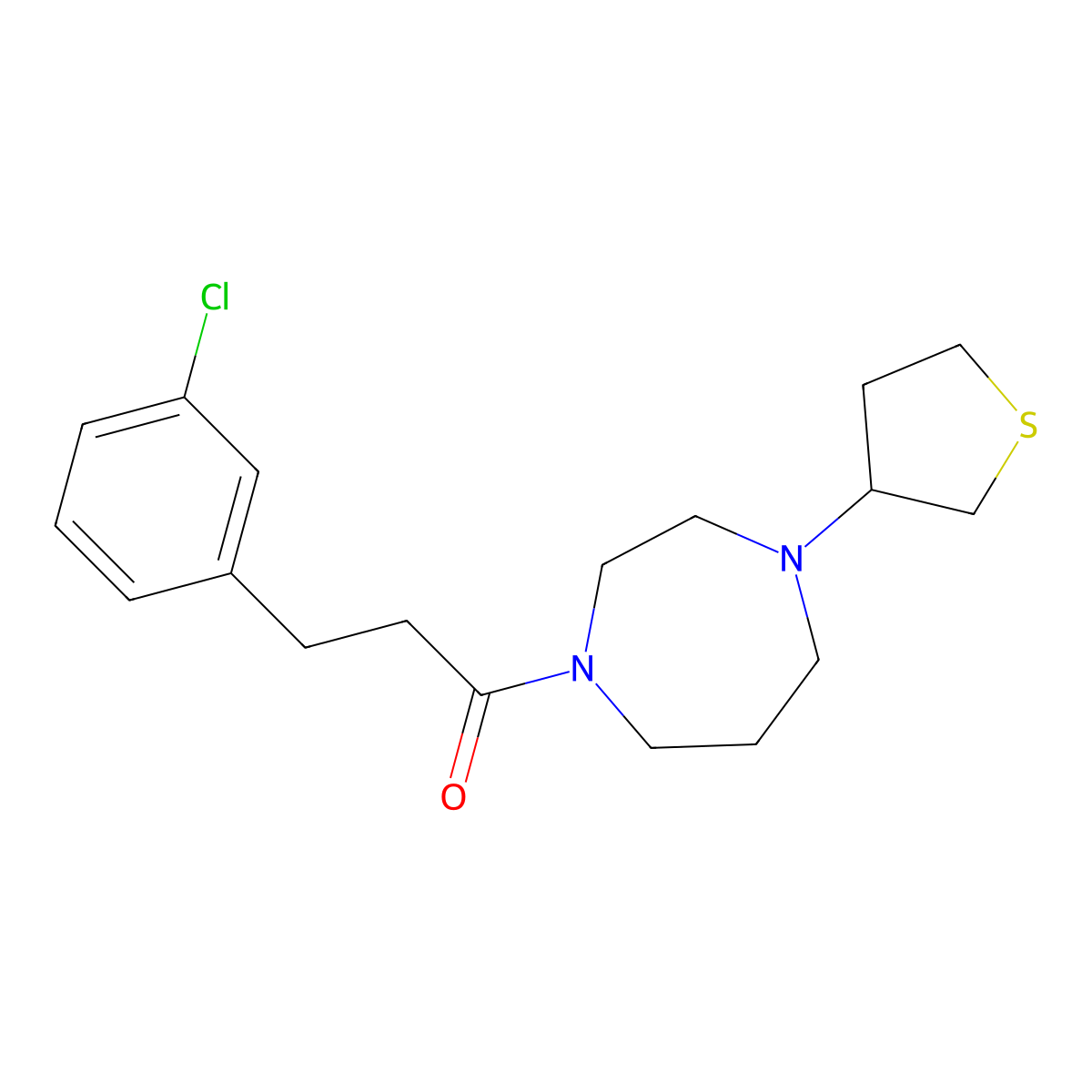 3-(3-Chlorophenyl)-1-[4-(thiolan-3-yl)-1,4-diazepan-1-yl]propan-1-one molecular structure, CAS 2310158-77-9