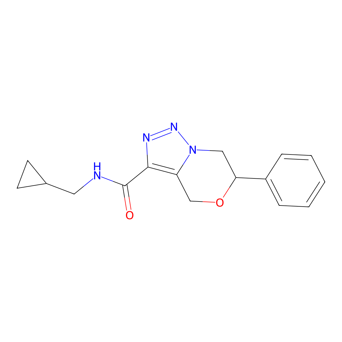 N-(cyclopropylmethyl)-6-phenyl-4H,6H,7H-[1,2,3]triazolo[4,3-c][1,4]oxazine-3-carboxamide molecular structure, CAS 2310158-82-6