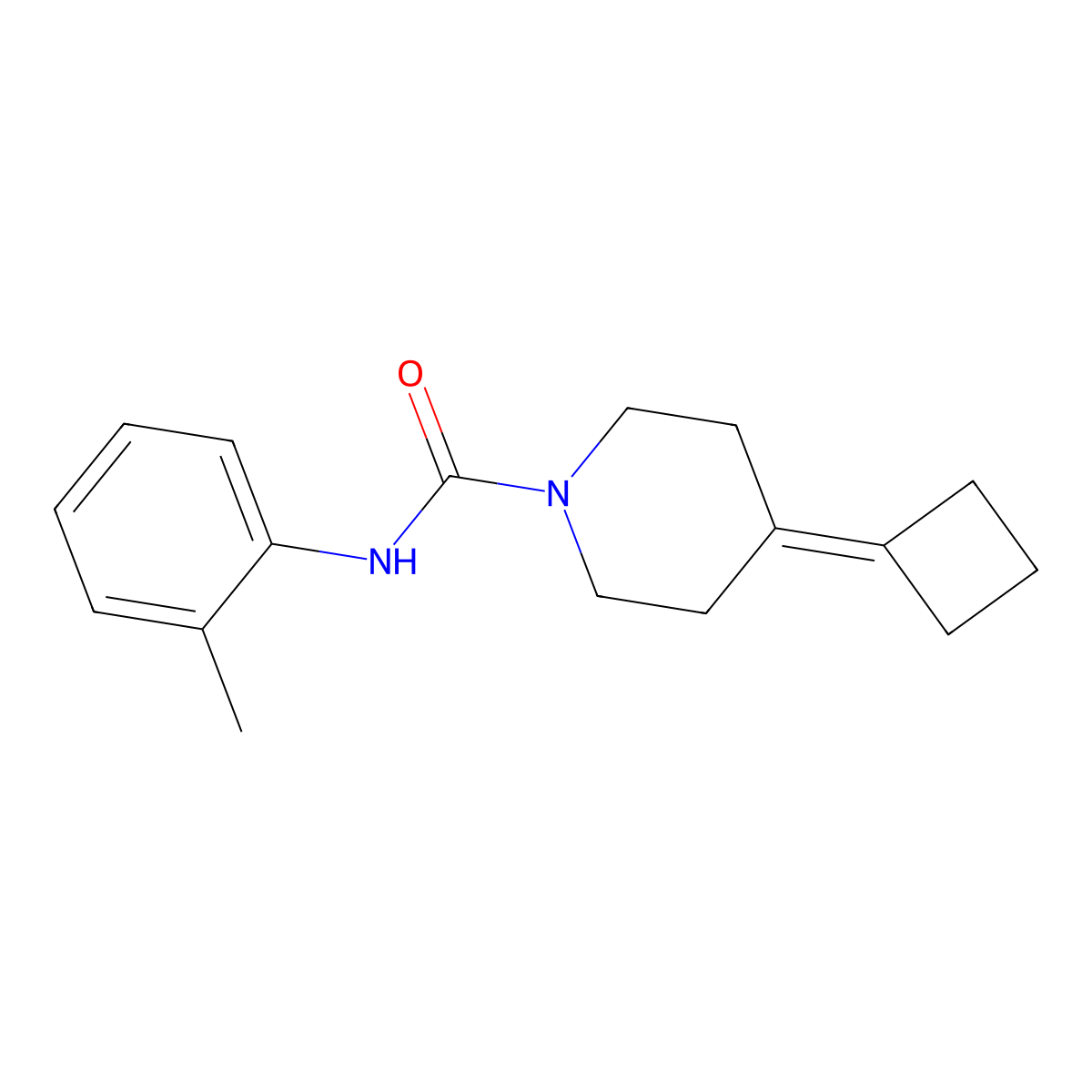 4-Cyclobutylidene-N-(2-methylphenyl)piperidine-1-carboxamide molecular structure, CAS 2310159-17-0