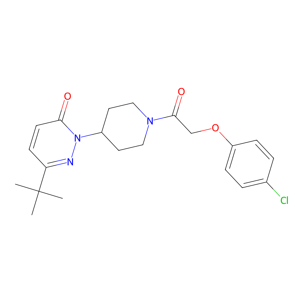 6-Tert-butyl-2-{1-[2-(4-chlorophenoxy)acetyl]piperidin-4-yl}-2,3-dihydropyridazin-3-one molecular structure, CAS 2310159-45-4