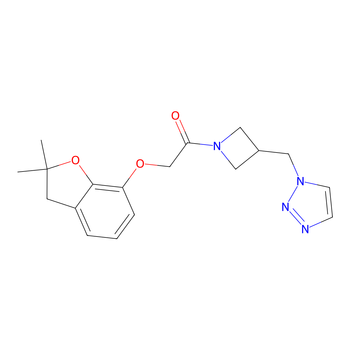 2-[(2,2-dimethyl-2,3-dihydro-1-benzofuran-7-yl)oxy]-1-{3-[(1H-1,2,3-triazol-1-yl)methyl]azetidin-1-yl}ethan-1-one molecular structure, CAS 2310159-72-7