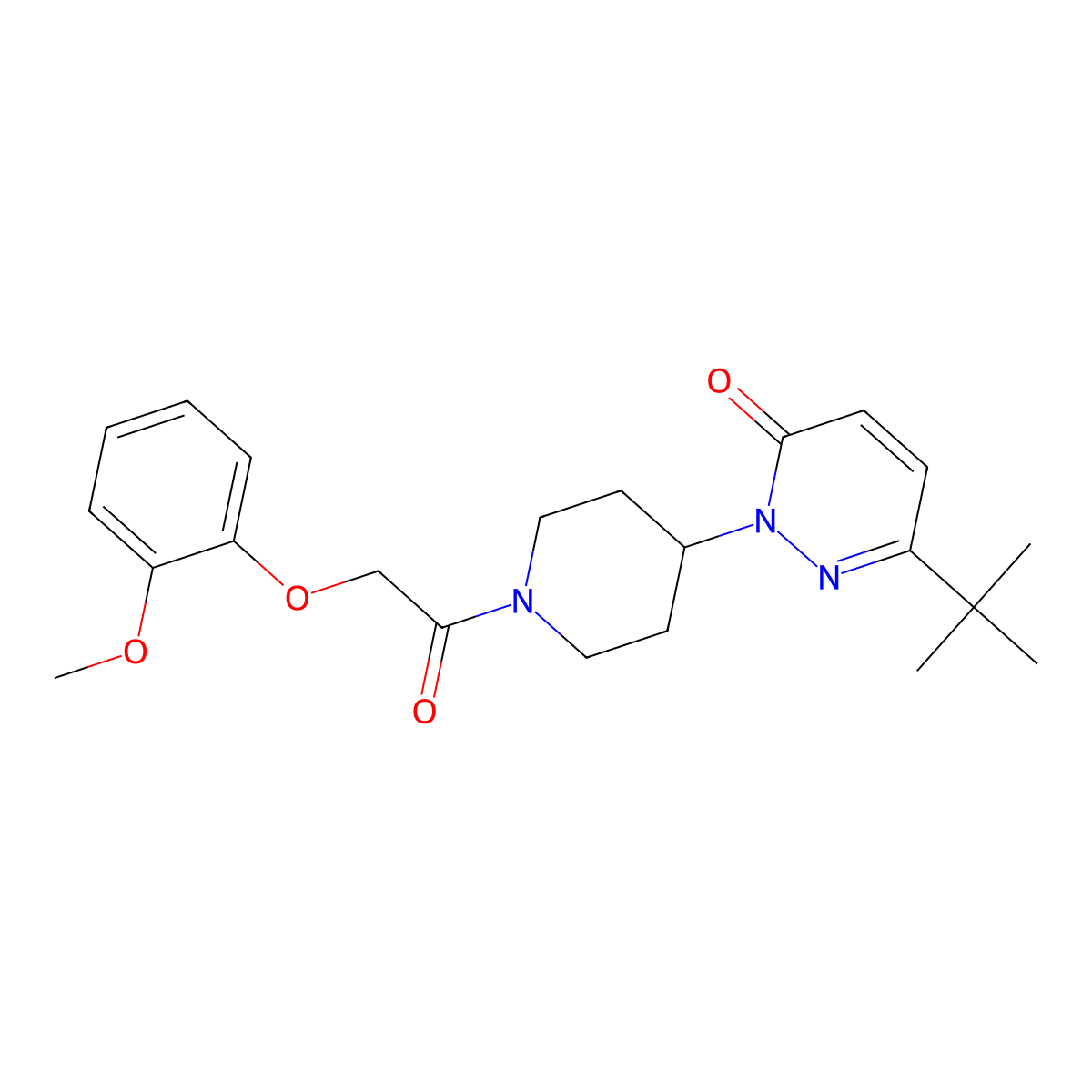 6-Tert-butyl-2-{1-[2-(2-methoxyphenoxy)acetyl]piperidin-4-yl}-2,3-dihydropyridazin-3-one molecular structure, CAS 2310159-90-9