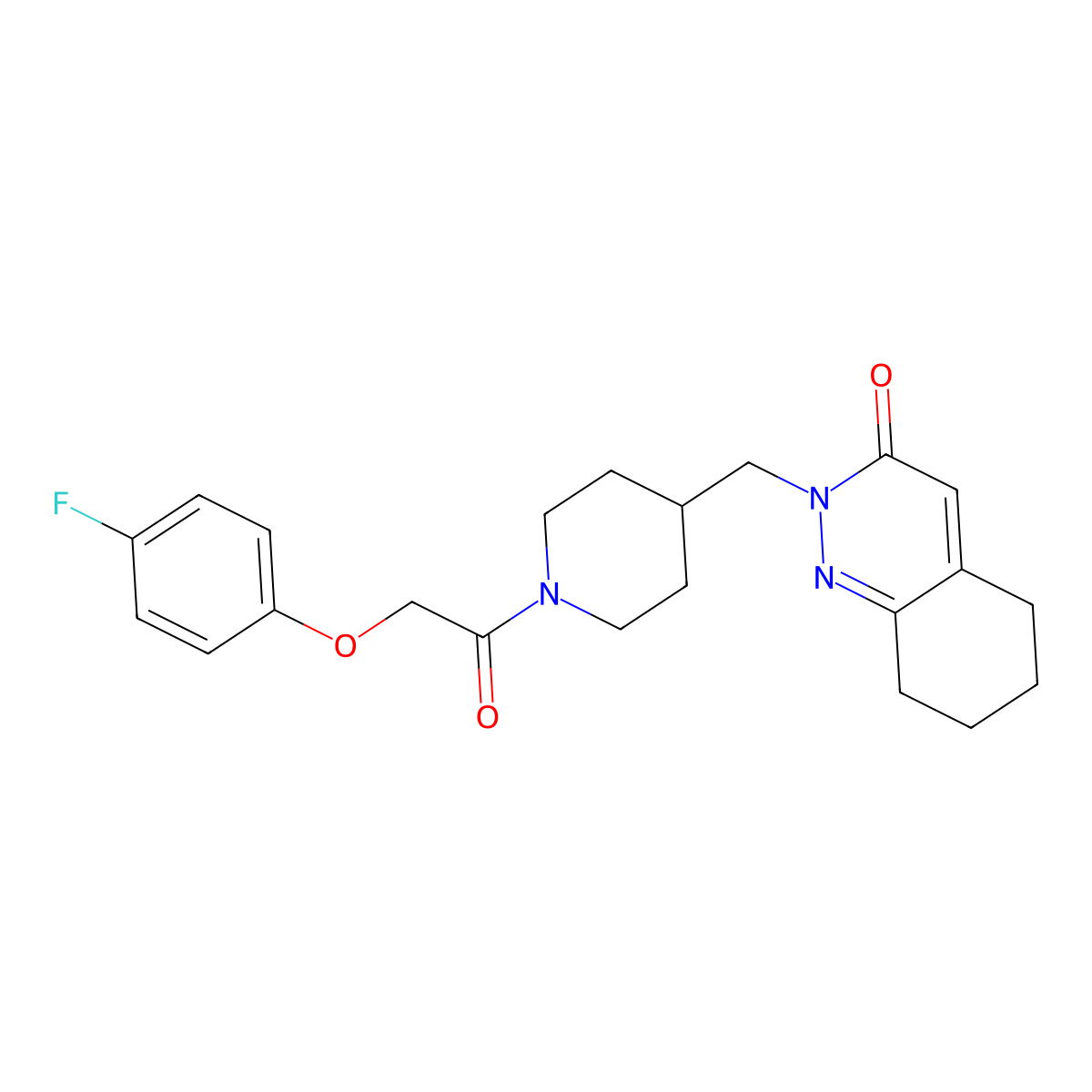 2-({1-[2-(4-Fluorophenoxy)acetyl]piperidin-4-yl}methyl)-2,3,5,6,7,8-hexahydrocinnolin-3-one molecular structure, CAS 2310159-98-7