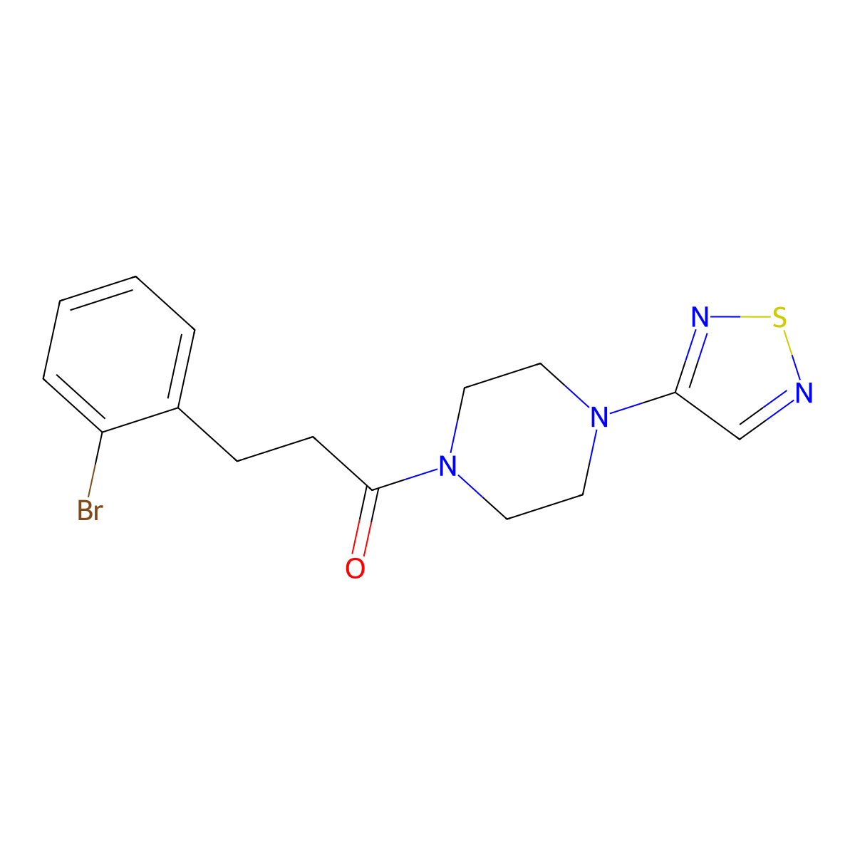 3-(2-Bromophenyl)-1-[4-(1,2,5-thiadiazol-3-yl)piperazin-1-yl]propan-1-one molecular structure, CAS 2310160-13-3