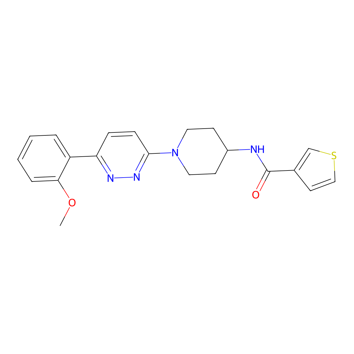 N-{1-[6-(2-methoxyphenyl)pyridazin-3-yl]piperidin-4-yl}thiophene-3-carboxamide molecular structure, CAS 2310172-20-2