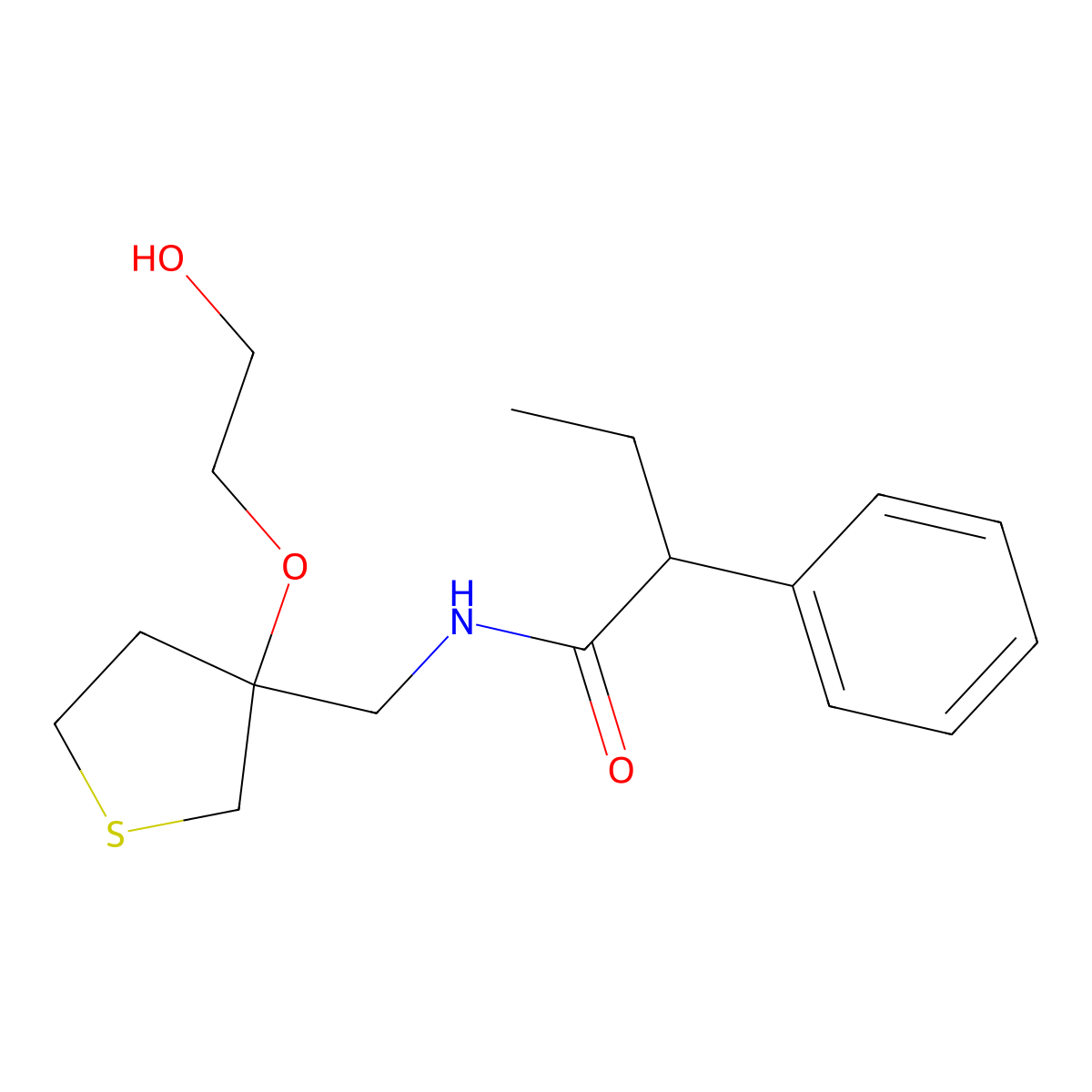 N-{[3-(2-hydroxyethoxy)thiolan-3-yl]methyl}-2-phenylbutanamide molecular structure, CAS 2310199-26-7