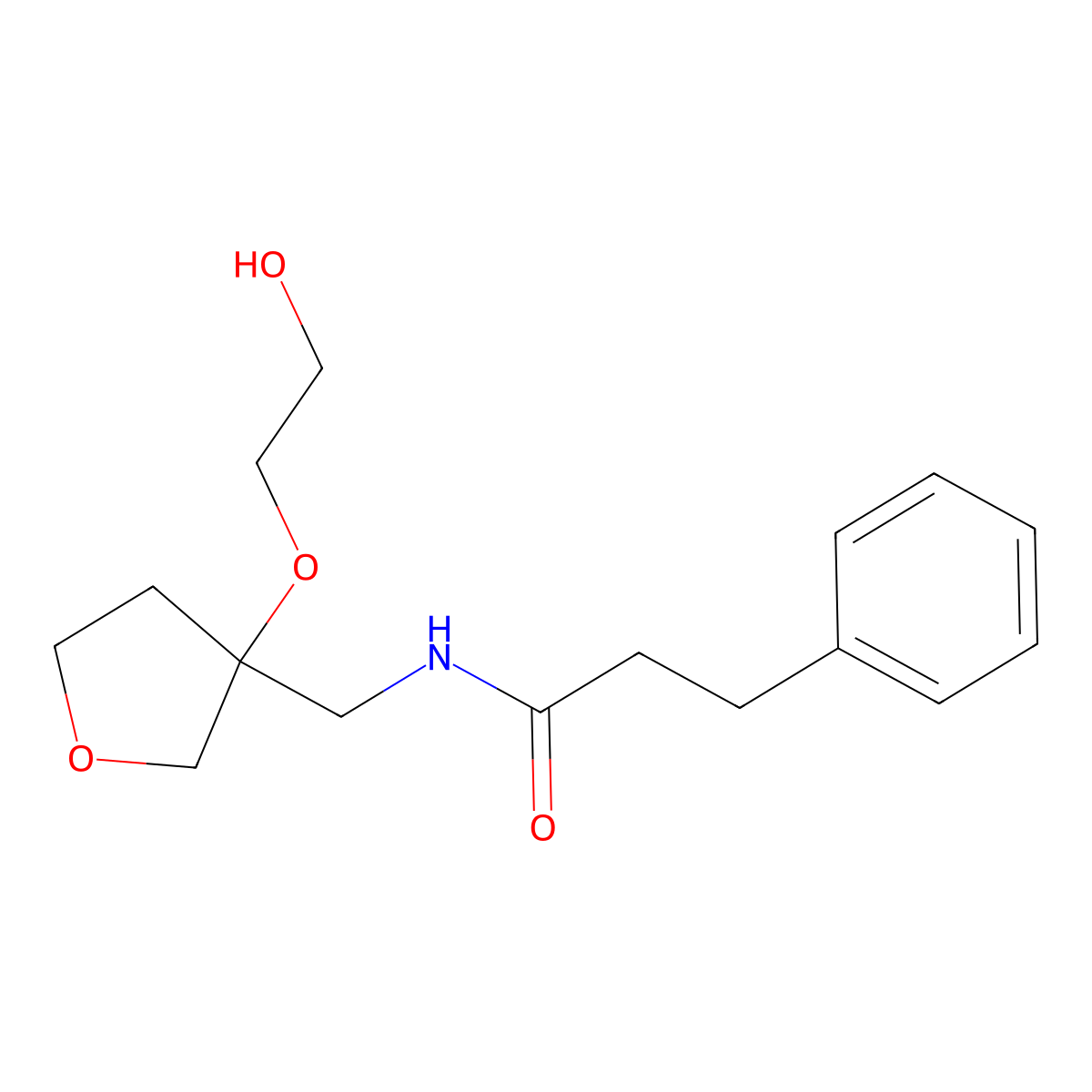 N-{[3-(2-hydroxyethoxy)oxolan-3-yl]methyl}-3-phenylpropanamide molecular structure, CAS 2310199-32-5