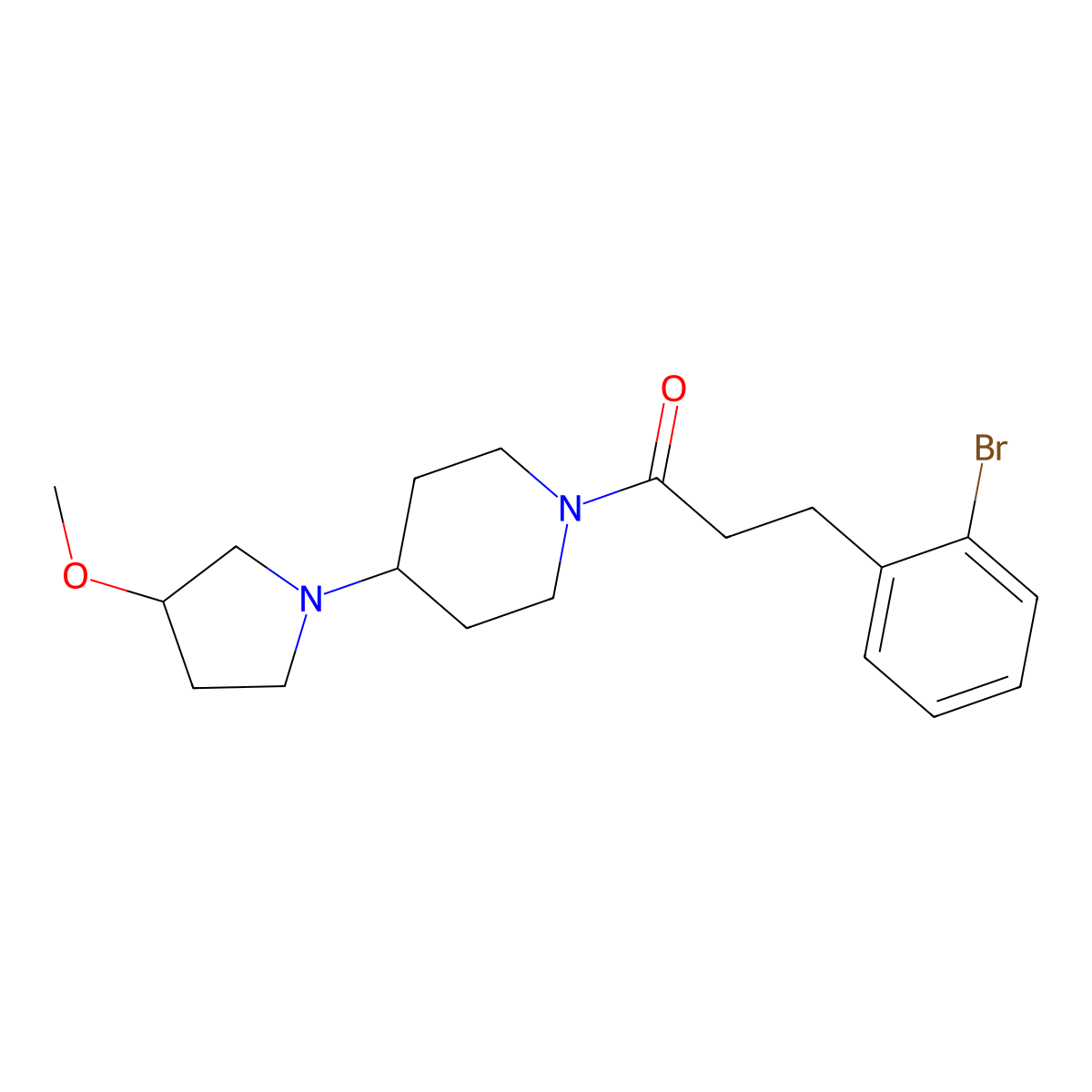 3-(2-Bromophenyl)-1-[4-(3-methoxypyrrolidin-1-yl)piperidin-1-yl]propan-1-one molecular structure, CAS 2310199-35-8