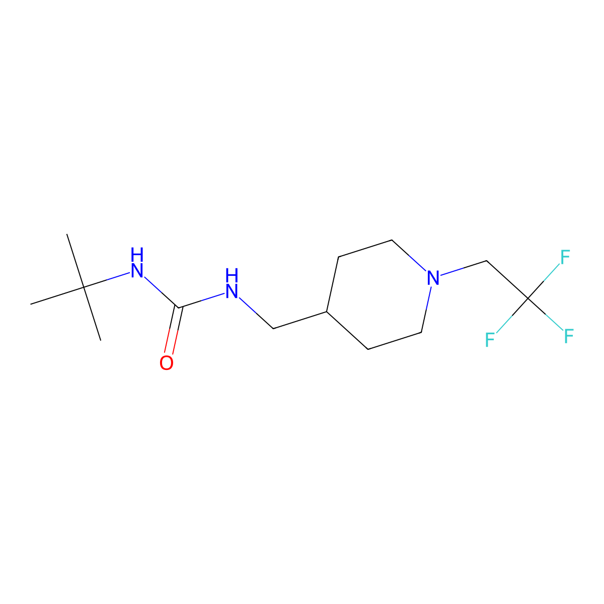 3-Tert-butyl-1-{[1-(2,2,2-trifluoroethyl)piperidin-4-yl]methyl}urea molecular structure, CAS 2310199-41-6