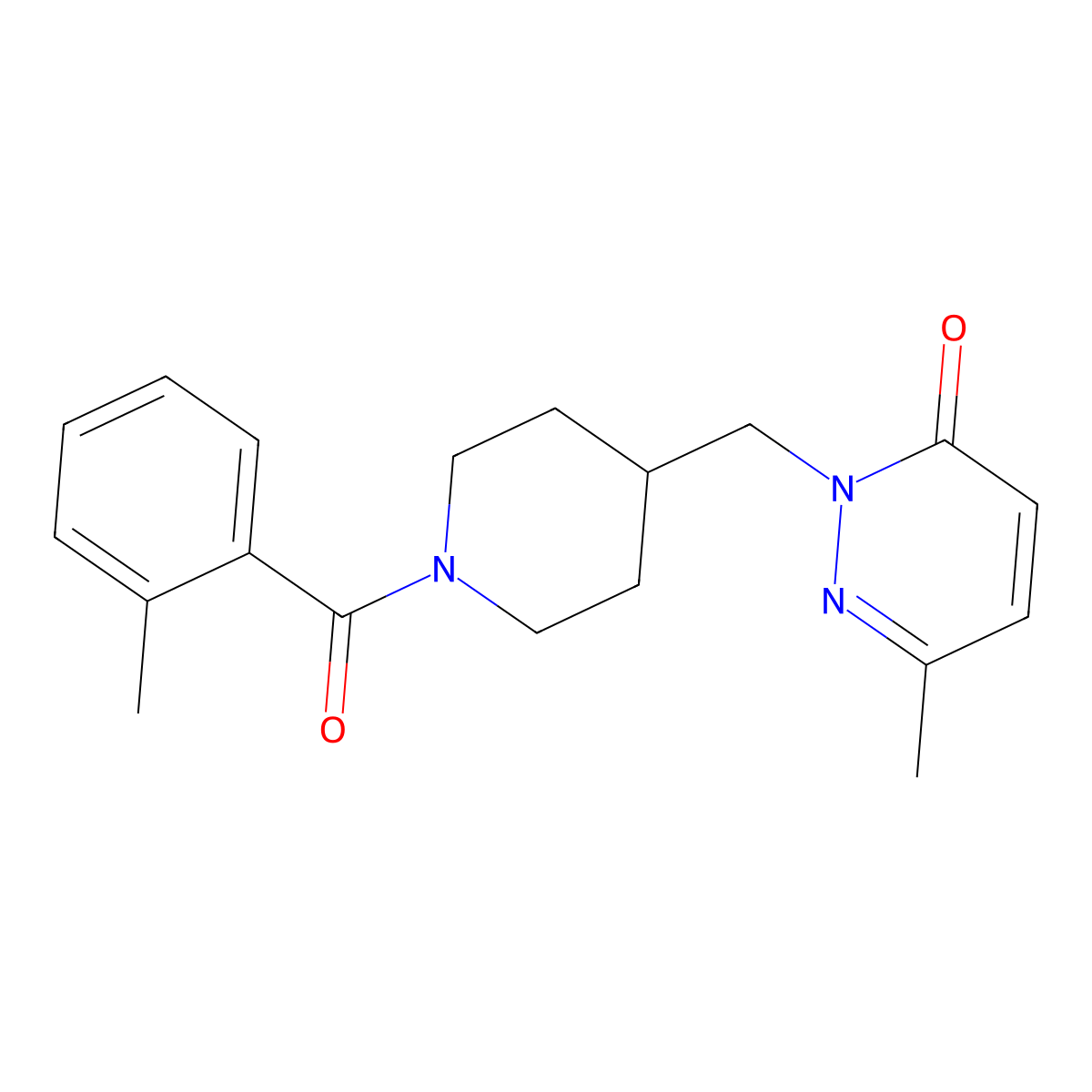 6-methyl-2-((1-(2-methylbenzoyl)piperidin-4-yl)methyl)pyridazin-3(2H)-one molecular structure, CAS 2310205-13-9