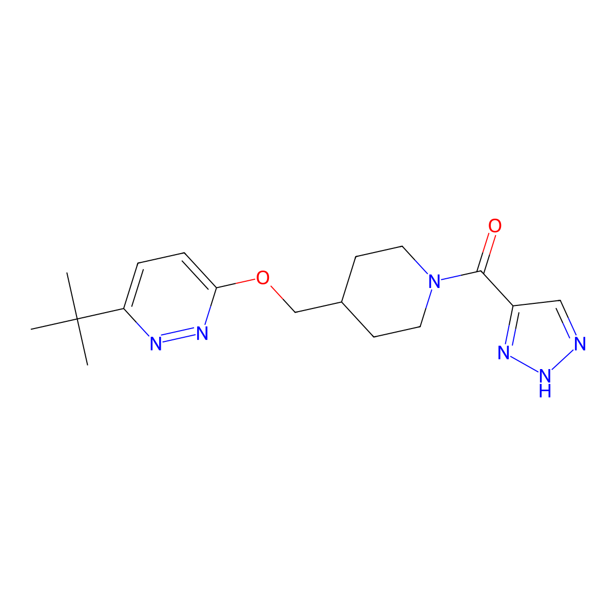3-tert-butyl-6-{[1-(2H-1,2,3-triazole-4-carbonyl)piperidin-4-yl]methoxy}pyridazine molecular structure, CAS 2310205-21-9