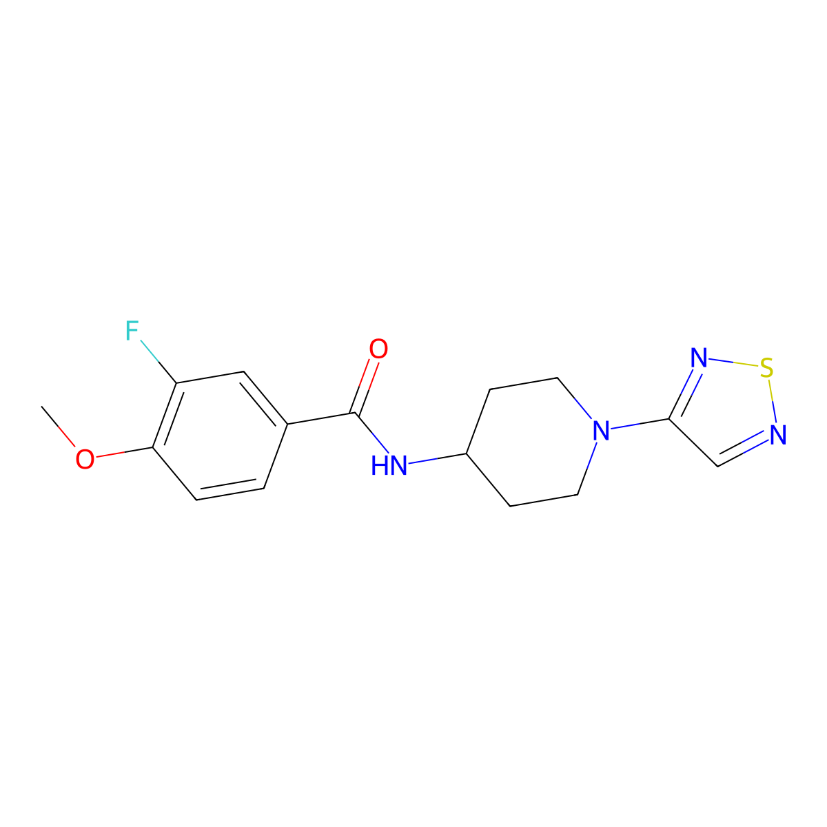 3-fluoro-4-methoxy-N-[1-(1,2,5-thiadiazol-3-yl)piperidin-4-yl]benzamide molecular structure, CAS 2310205-25-3