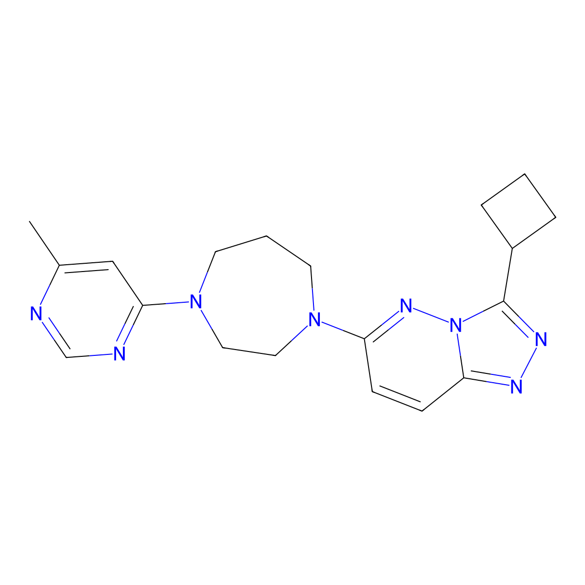 1-{3-Cyclobutyl-[1,2,4]triazolo[4,3-b]pyridazin-6-yl}-4-(6-methylpyrimidin-4-yl)-1,4-diazepane molecular structure, CAS 2310205-28-6