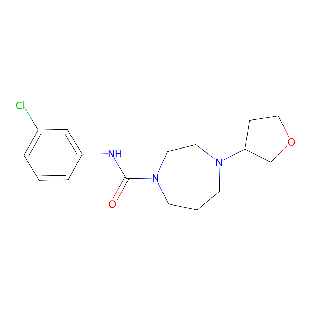 N-(3-chlorophenyl)-4-(oxolan-3-yl)-1,4-diazepane-1-carboxamide molecular structure, CAS 2310205-44-6