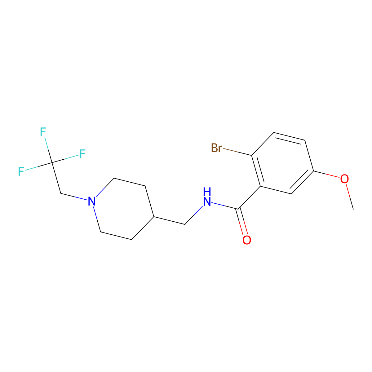 2-bromo-5-methoxy-N-{[1-(2,2,2-trifluoroethyl)piperidin-4-yl]methyl}benzamide molecular structure, CAS 2310205-55-9