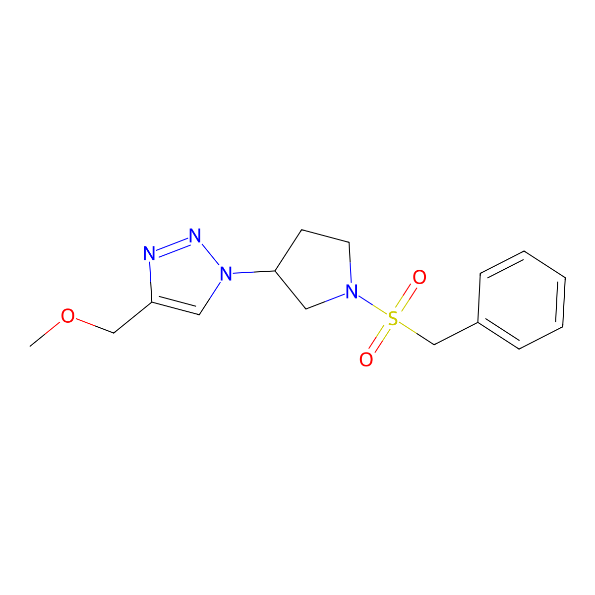 4-(methoxymethyl)-1-(1-phenylmethanesulfonylpyrrolidin-3-yl)-1H-1,2,3-triazole molecular structure, CAS 2310205-66-2