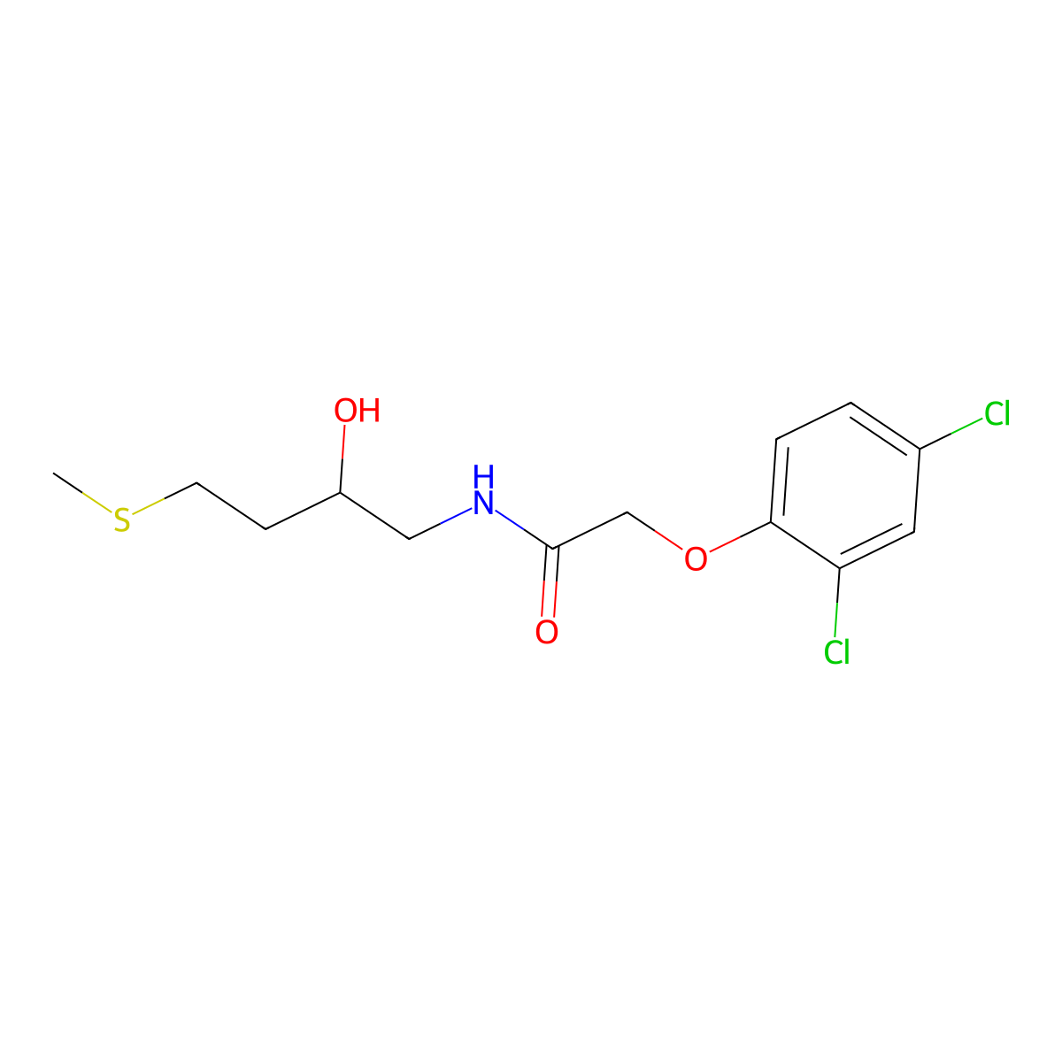 2-(2,4-dichlorophenoxy)-N-[2-hydroxy-4-(methylsulfanyl)butyl]acetamide molecular structure, CAS 2310205-82-2