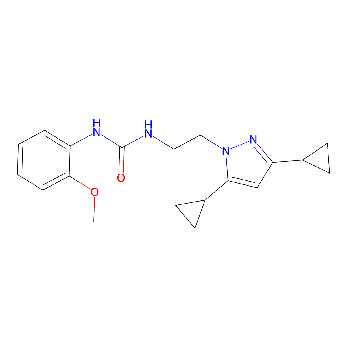 1-(2-(3,5-dicyclopropyl-1H-pyrazol-1-yl)ethyl)-3-(2-methoxyphenyl)urea molecular structure, CAS 2310205-83-3