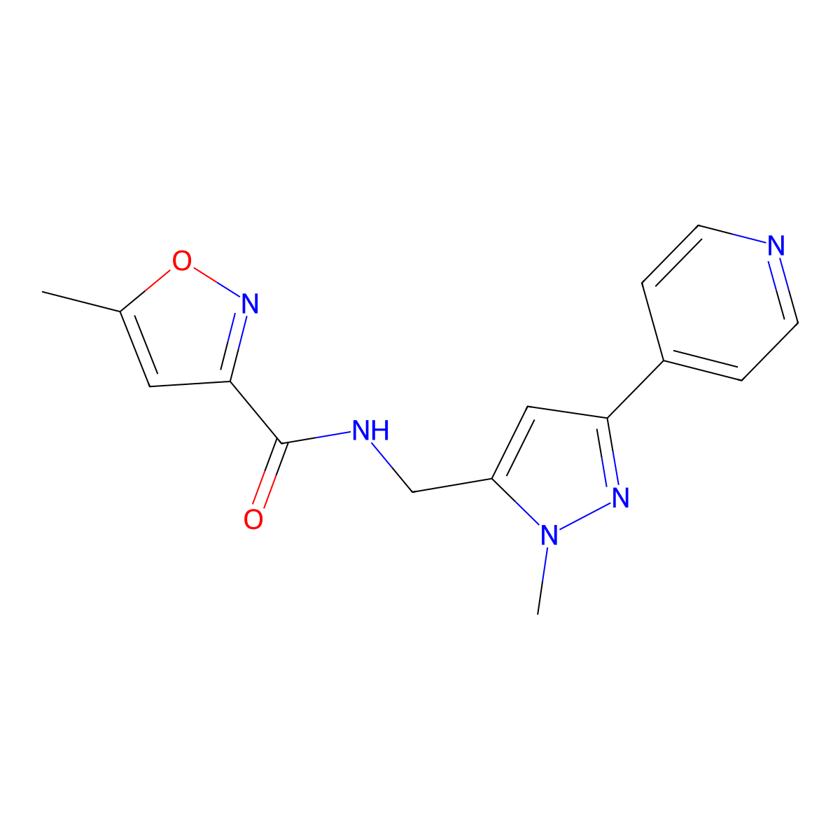 5-methyl-N-{[1-methyl-3-(pyridin-4-yl)-1H-pyrazol-5-yl]methyl}-1,2-oxazole-3-carboxamide molecular structure, CAS 2310205-88-8