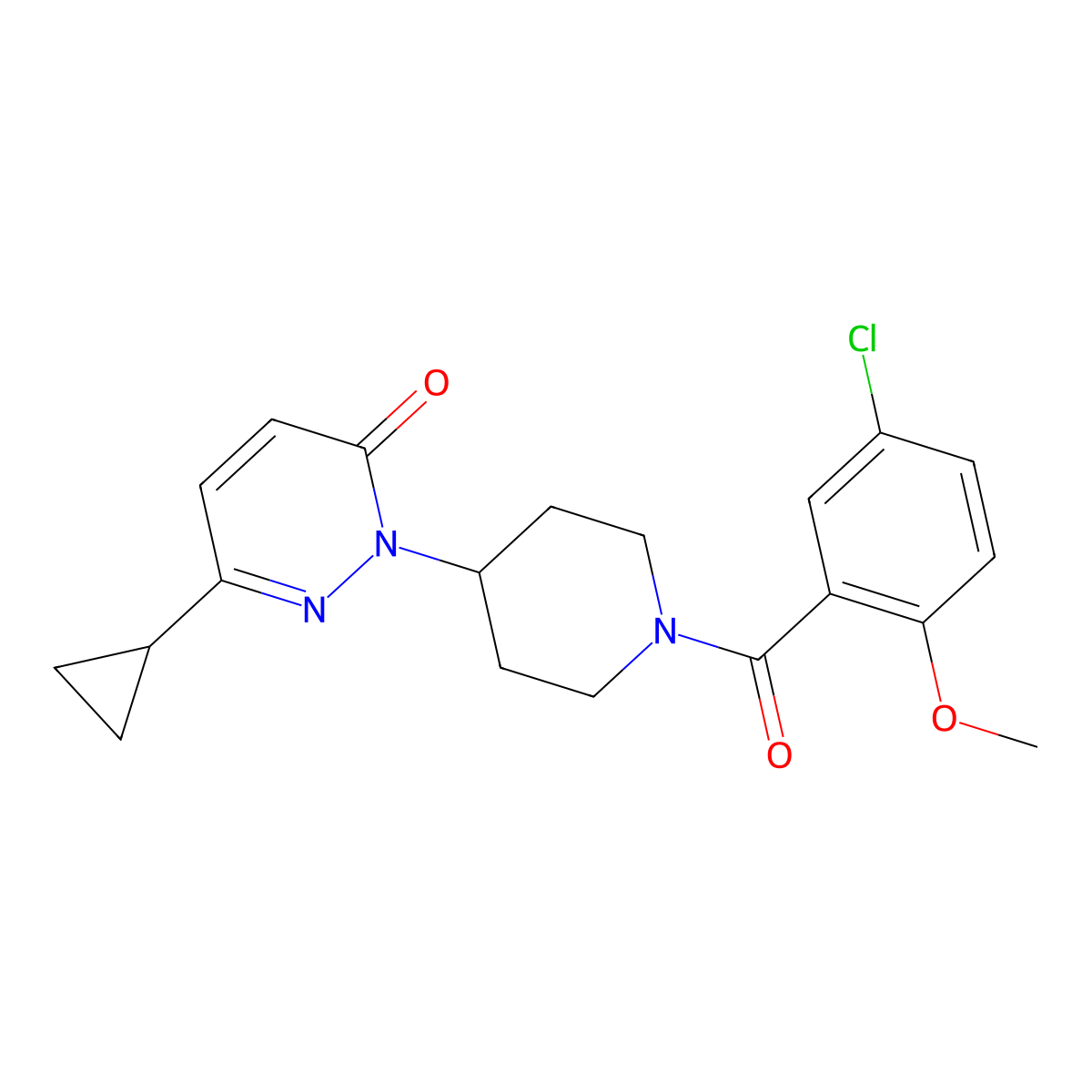 2-[1-(5-Chloro-2-methoxybenzoyl)piperidin-4-yl]-6-cyclopropyl-2,3-dihydropyridazin-3-one molecular structure, CAS 2310206-03-0
