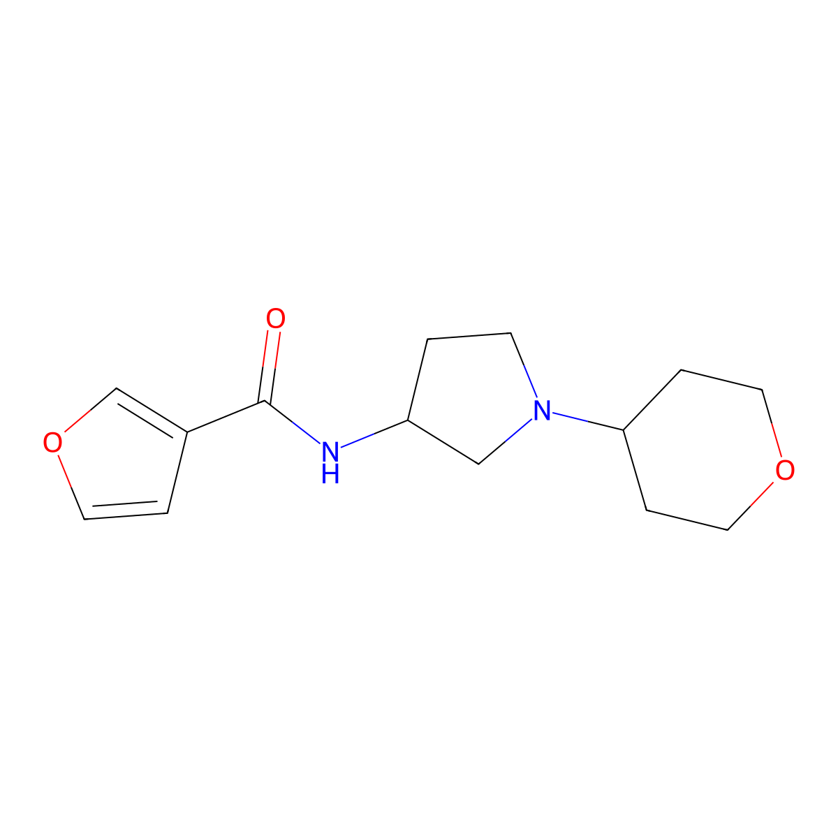 N-[1-(oxan-4-yl)pyrrolidin-3-yl]furan-3-carboxamide molecular structure, CAS 2310206-17-6