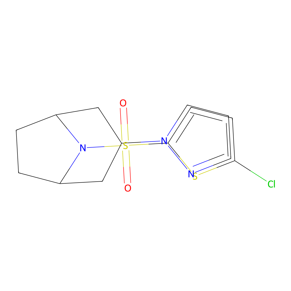 8-[(5-chlorothiophen-2-yl)sulfonyl]-3-(1H-pyrazol-1-yl)-8-azabicyclo[3.2.1]octane molecular structure, CAS 2310206-37-0