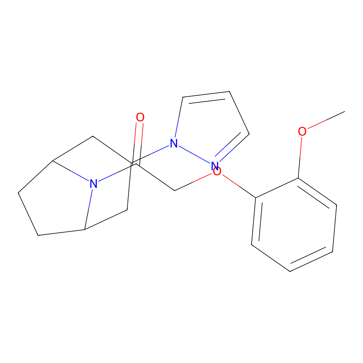 2-(2-methoxyphenoxy)-1-[3-(1H-pyrazol-1-yl)-8-azabicyclo[3.2.1]octan-8-yl]ethan-1-one molecular structure, CAS 2310206-64-3