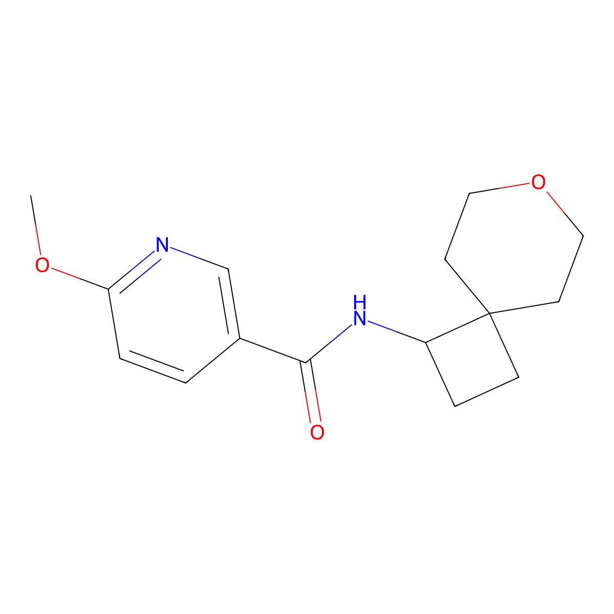 6-methoxy-N-(7-oxaspiro[3.5]nonan-1-yl)nicotinamide molecular structure, CAS 2310206-91-6