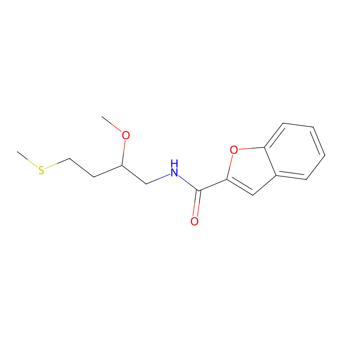 N-[2-methoxy-4-(methylsulfanyl)butyl]-1-benzofuran-2-carboxamide molecular structure, CAS 2310206-92-7