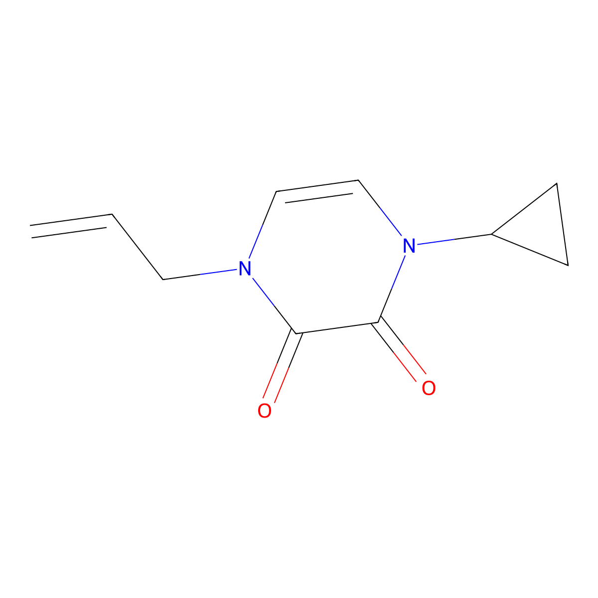 1-Allyl-4-cyclopropyl-1,4-dihydropyrazine-2,3-dione molecular structure, CAS 2310207-25-9