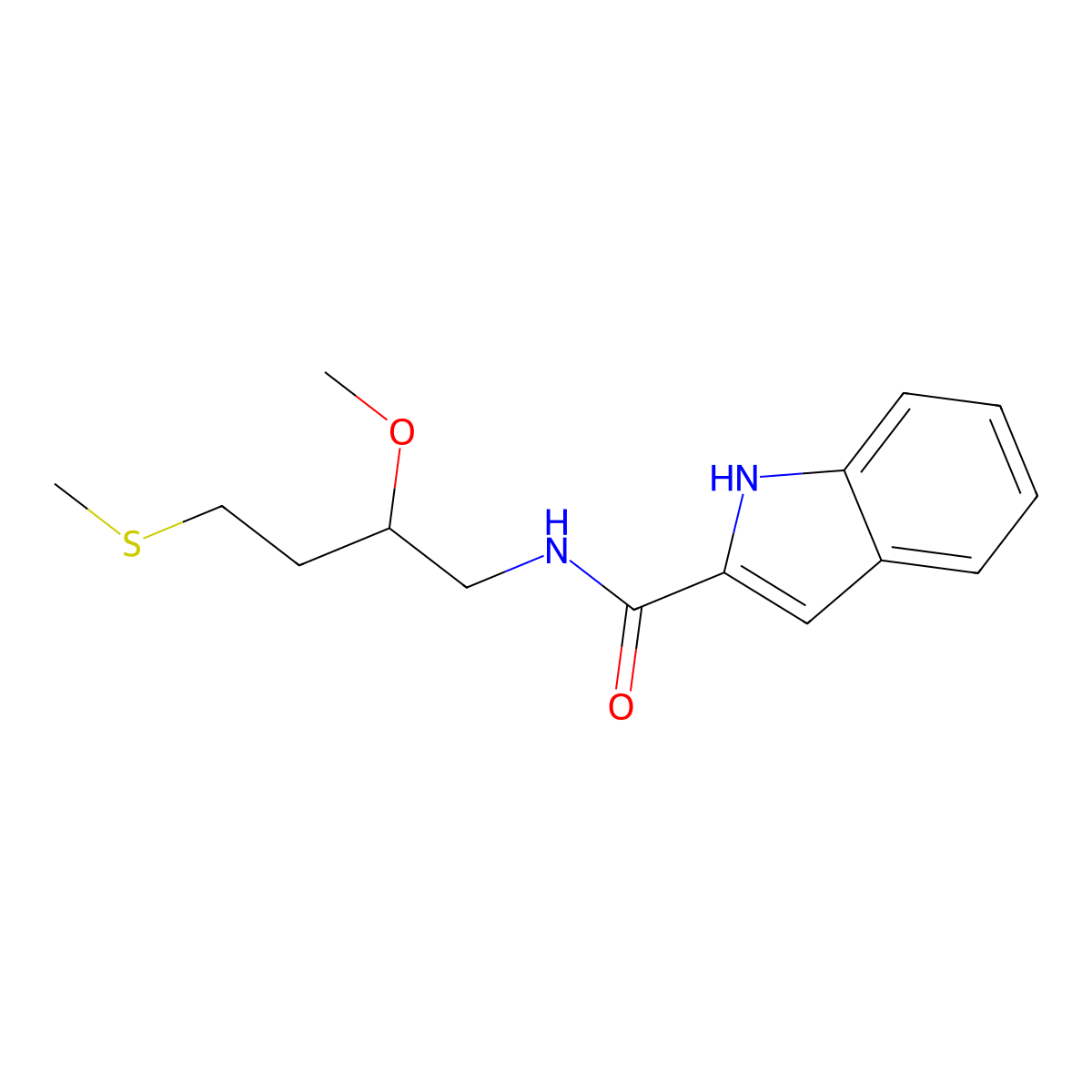 N-[2-methoxy-4-(methylsulfanyl)butyl]-1H-indole-2-carboxamide molecular structure, CAS 2310207-43-1