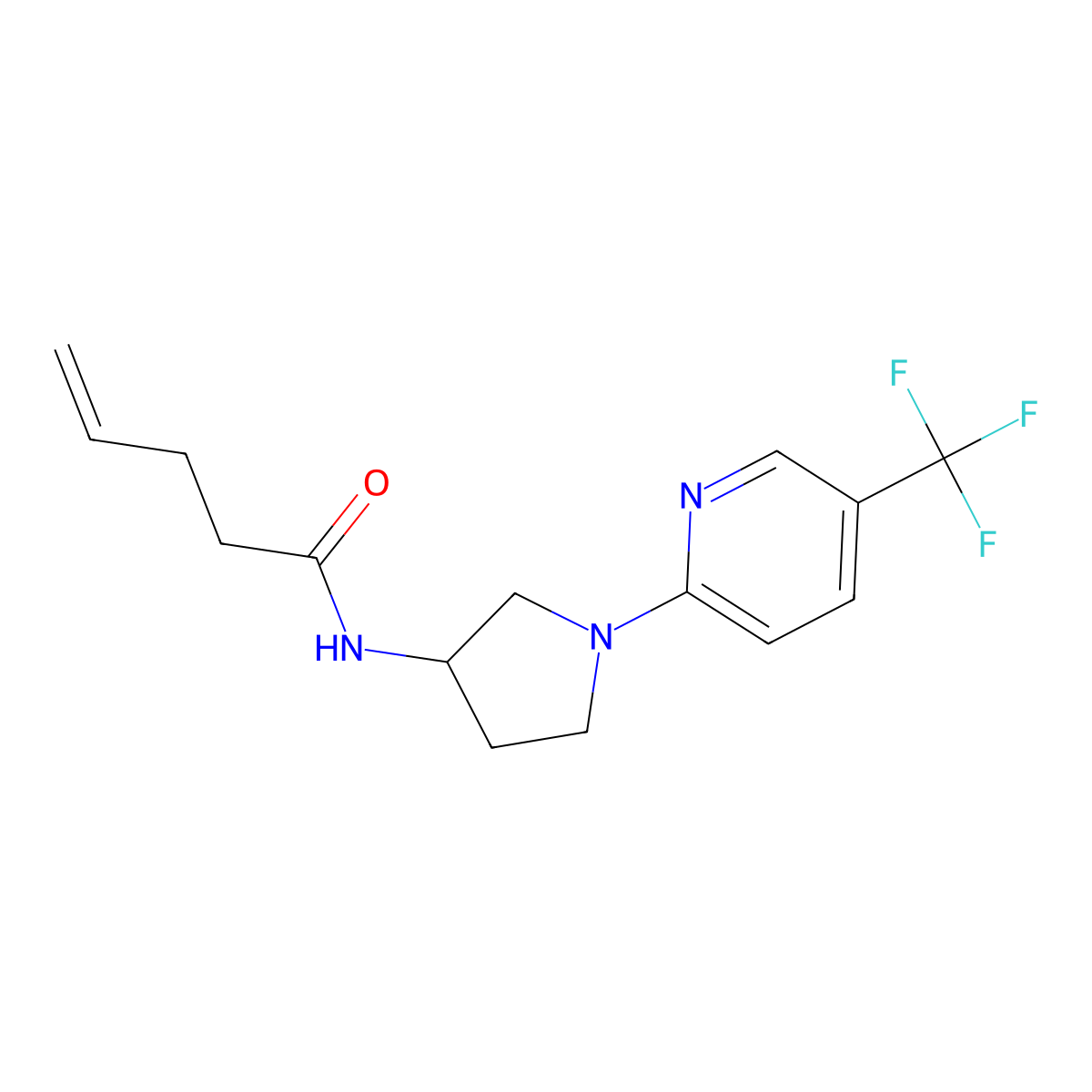 N-(1-(5-(trifluoromethyl)pyridin-2-yl)pyrrolidin-3-yl)pent-4-enamide molecular structure, CAS 2310207-81-7