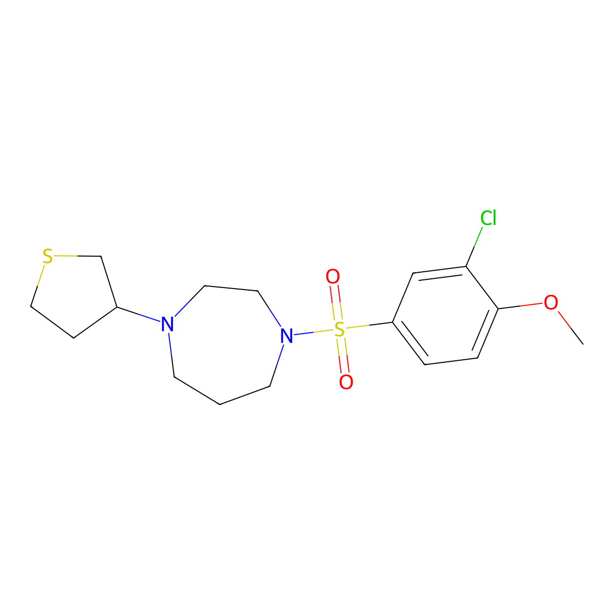 1-(3-Chloro-4-methoxybenzenesulfonyl)-4-(thiolan-3-yl)-1,4-diazepane molecular structure, CAS 2310207-83-9