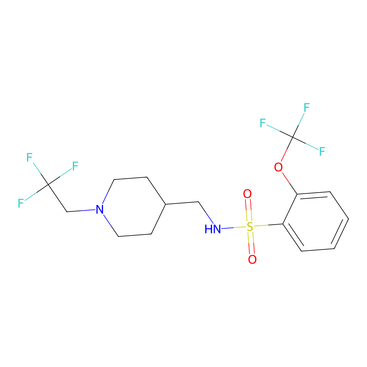 N-{[1-(2,2,2-trifluoroethyl)piperidin-4-yl]methyl}-2-(trifluoromethoxy)benzene-1-sulfonamide molecular structure, CAS 2310208-08-1