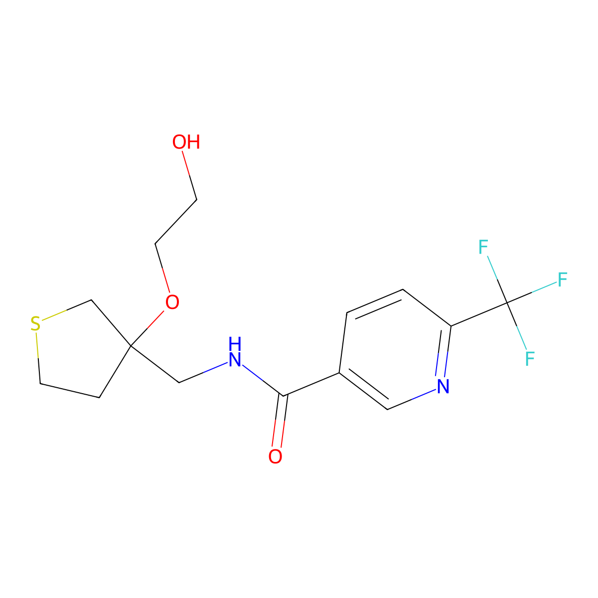 N-{[3-(2-hydroxyethoxy)thiolan-3-yl]methyl}-6-(trifluoromethyl)pyridine-3-carboxamide molecular structure, CAS 2310208-12-7