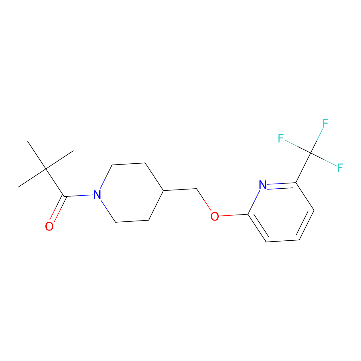 2,2-Dimethyl-1-[4-({[6-(trifluoromethyl)pyridin-2-yl]oxy}methyl)piperidin-1-yl]propan-1-one molecular structure, CAS 2310208-24-1