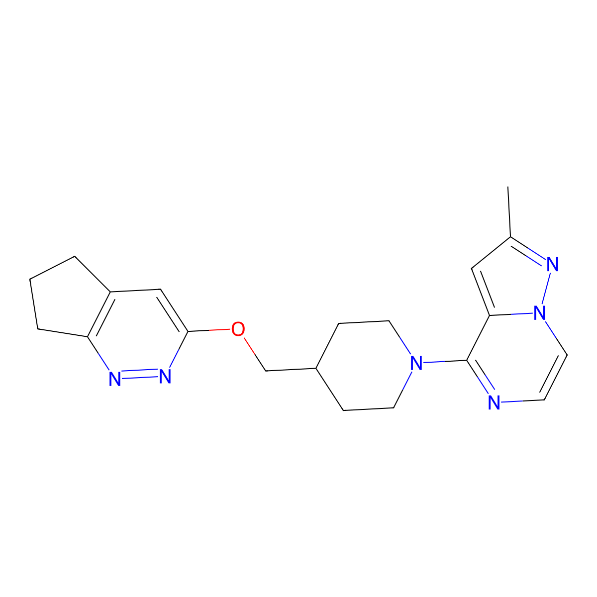 4-({5H,6H,7H-cyclopenta[c]pyridazin-3-yloxy}methyl)-1-{2-methylpyrazolo[1,5-a]pyrazin-4-yl}piperidine molecular structure, CAS 2310208-36-5