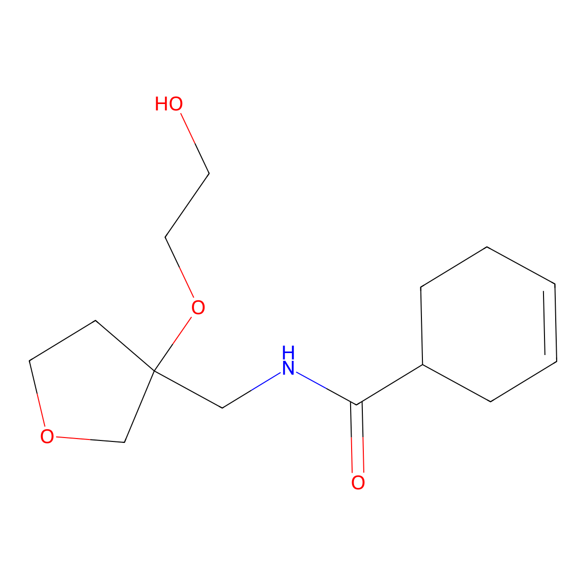 N-{[3-(2-hydroxyethoxy)oxolan-3-yl]methyl}cyclohex-3-ene-1-carboxamide molecular structure, CAS 2310208-39-8