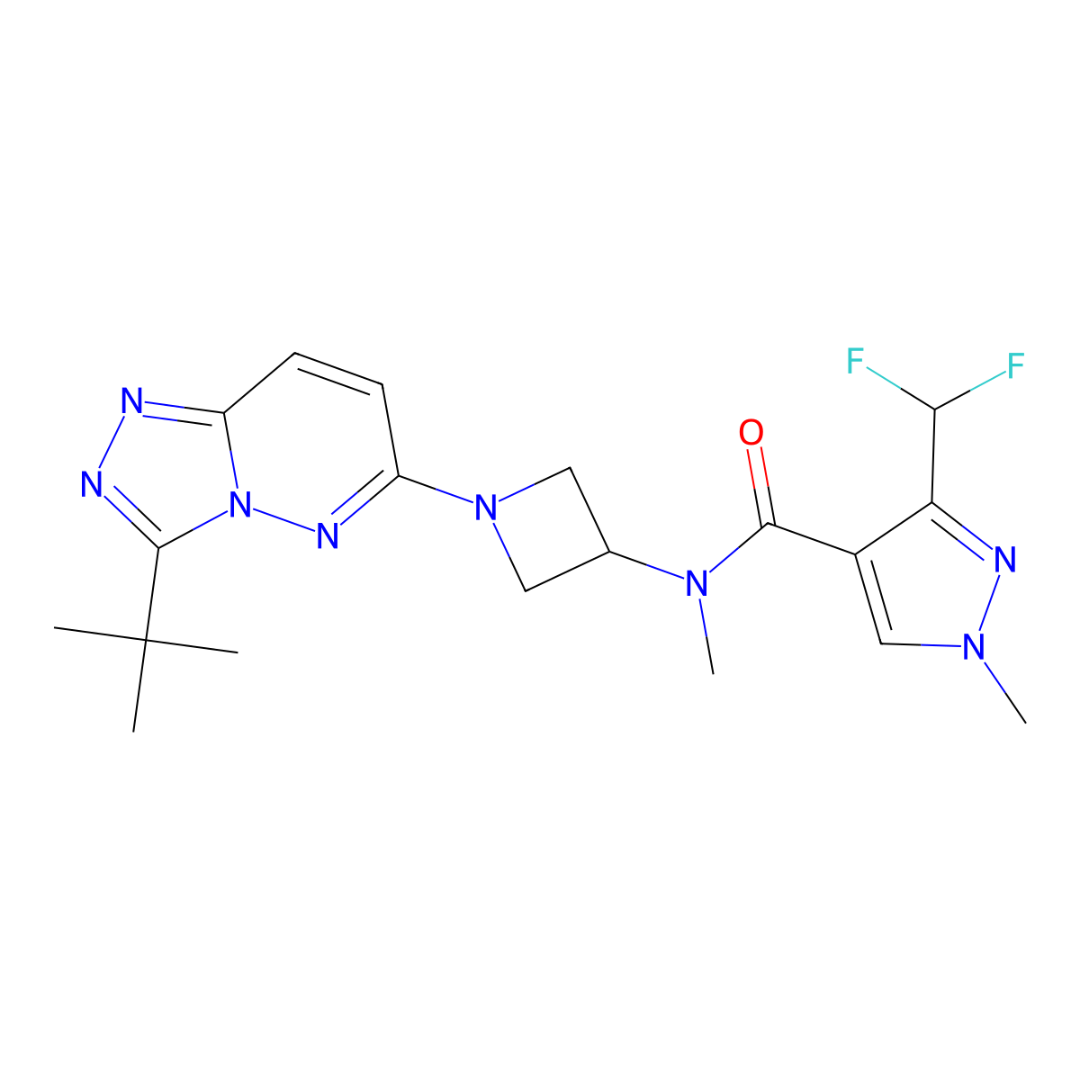 N-(1-{3-tert-butyl-[1,2,4]triazolo[4,3-b]pyridazin-6-yl}azetidin-3-yl)-3-(difluoromethyl)-N,1-dimethyl-1H-pyrazole-4-carboxamide molecular structure, CAS 2310208-43-4