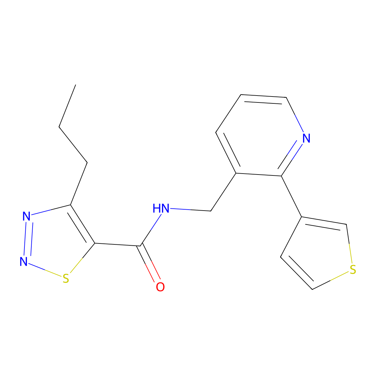 4-propyl-N-{[2-(thiophen-3-yl)pyridin-3-yl]methyl}-1,2,3-thiadiazole-5-carboxamide molecular structure, CAS 2310208-48-9