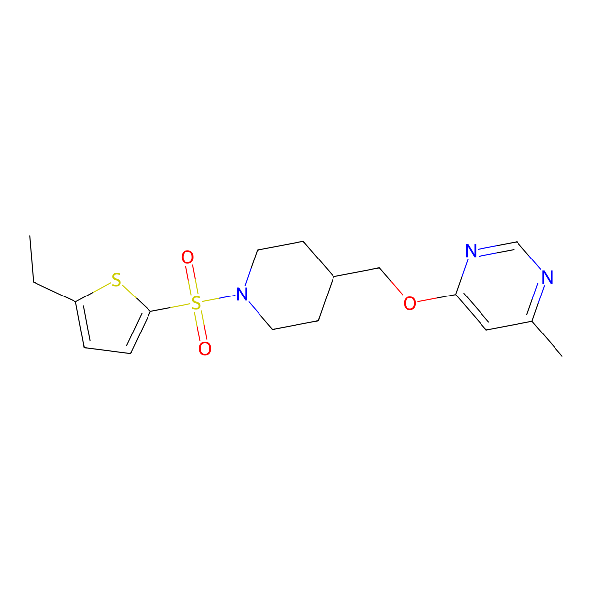 4-({1-[(5-Ethylthiophen-2-yl)sulfonyl]piperidin-4-yl}methoxy)-6-methylpyrimidine molecular structure, CAS 2310208-54-7