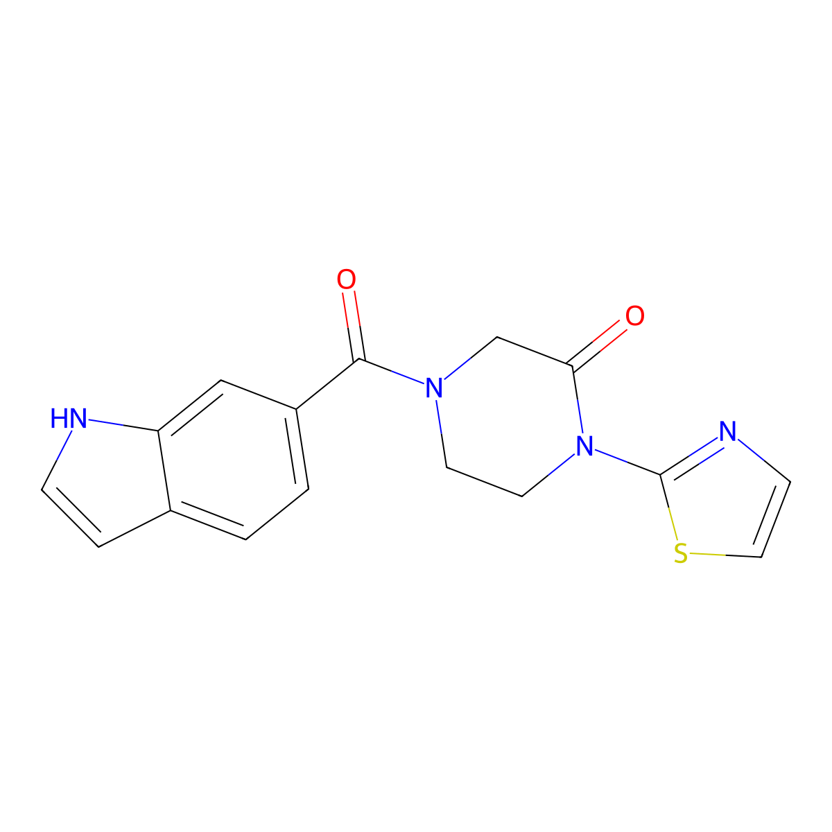 4-(1H-Indole-6-carbonyl)-1-(1,3-thiazol-2-yl)piperazin-2-one molecular structure, CAS 2310208-64-9